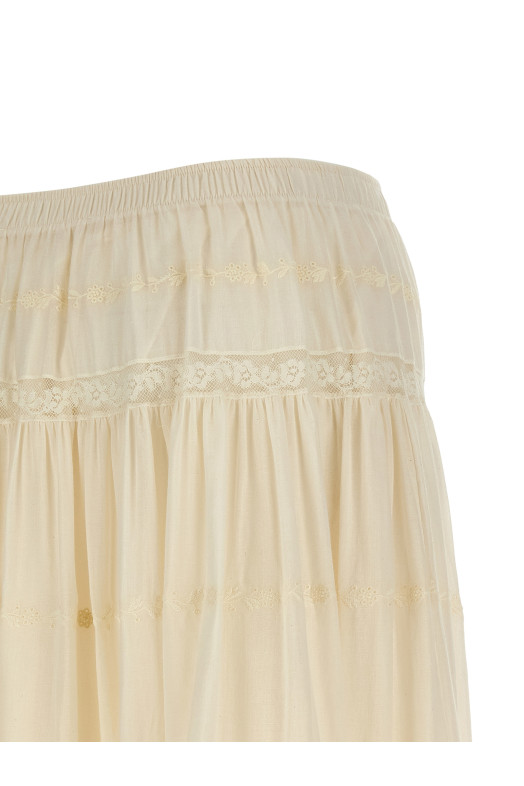 Lace insert skirt White