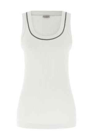 'Shiny Trim' top White