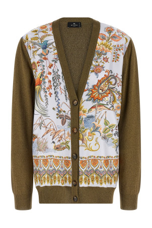 Paisley silk insert cardigan Green