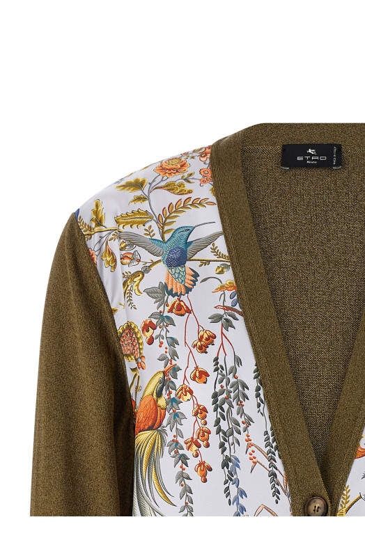 Шовковий кардиган з вставками Paisley, зелений ETRO WRKE0182AV868X0882