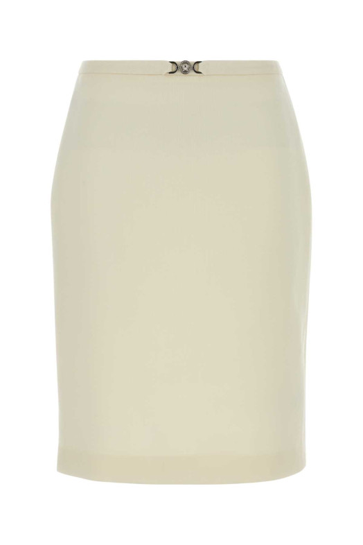 Мини-юбка из шерсти цвета слоновой кости VERSACE (10230581A12789)