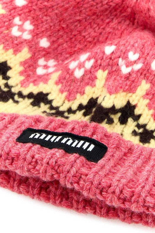 Embroidered wool beanie hat MIU MIU (5HC48918SI)