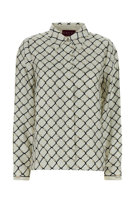 Шелковый рубашка с принтом GUCCI (852949ZAUMY)