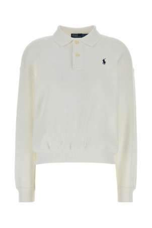 Белая рубашка-поло из хлопковой смеси POLO RALPH LAUREN (211965097)