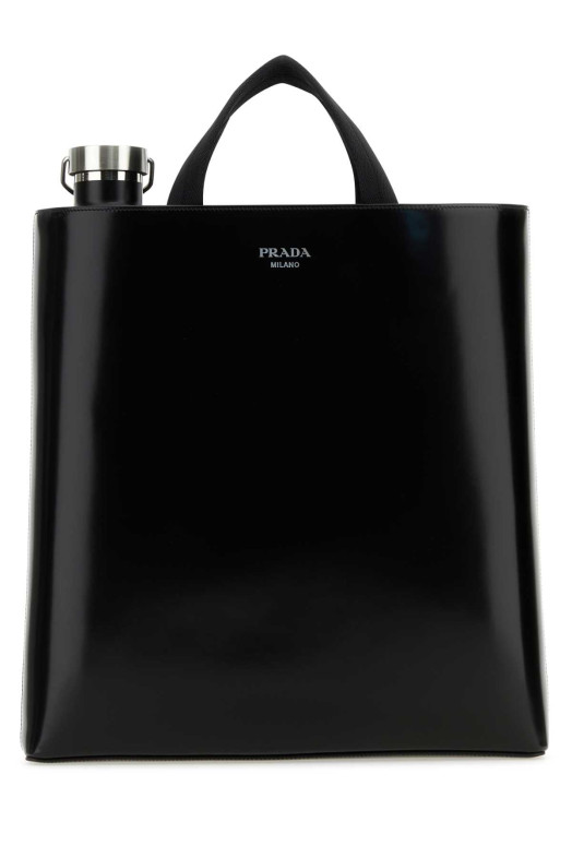 Black leather shopping bag Black PRADA (2VG113ZO6)