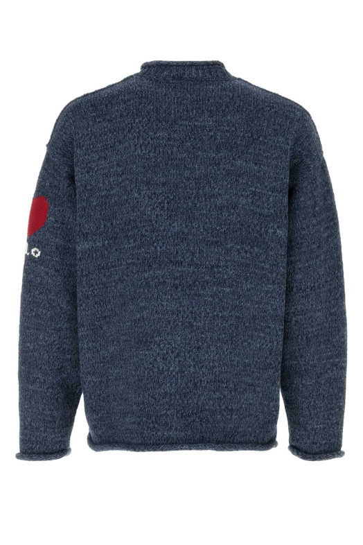 Светр оверсайз з бавовни синього кольору Melange POLO RALPH LAUREN (710P05225)