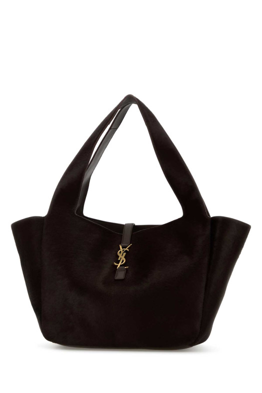 Chocolate calf hair Le 5 Ã  7 Bea shopping bag SAINT LAURENT (763435AAD25)
