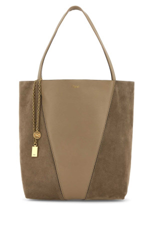 Dove grey leather and suede ChloÃ¨ Spin shopping bag CHLOE (CH25WS811Q76)