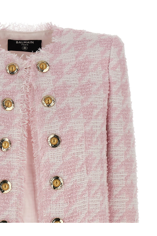 Блейзер с буклированной тканью Pink BALMAIN FF1SM508CG17GRD