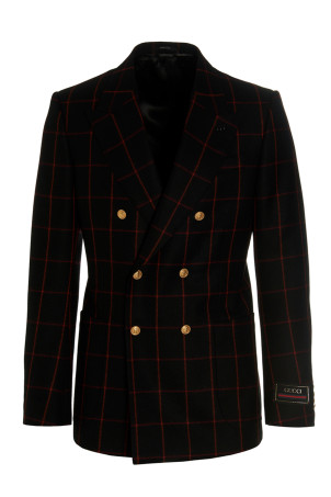 Double-breasted check blazer Multicolor