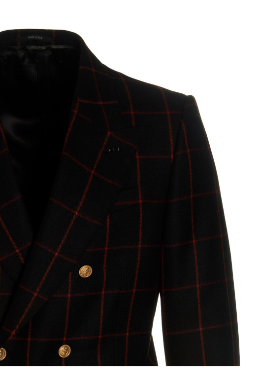 Double-breasted check blazer Multicolor