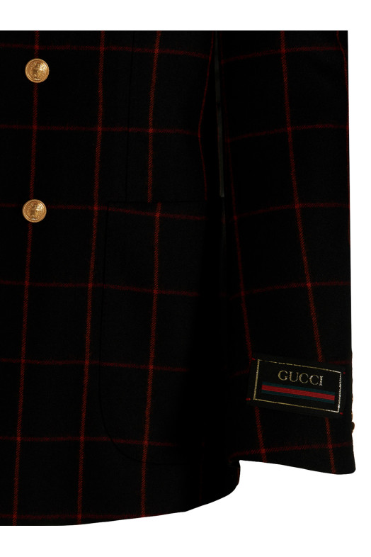 Double-breasted check blazer Multicolor