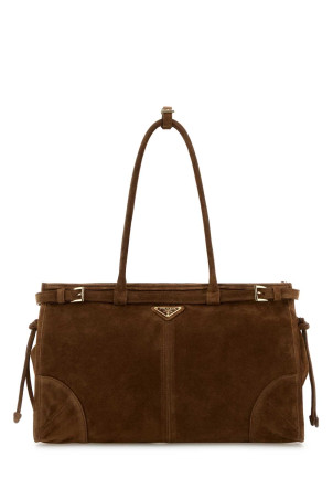 Brown suede shoulder bag PRADA (1BA433VMOO2C4S)