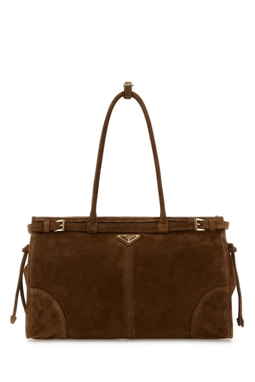 Brown suede shoulder bag PRADA (1BA433VMOO2C4S)