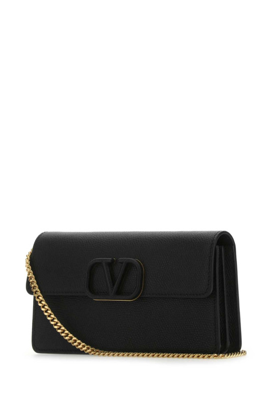 Черная кожаная сумочка VLogo Черная VALENTINO GARAVANI (6W2P0S93RQR)