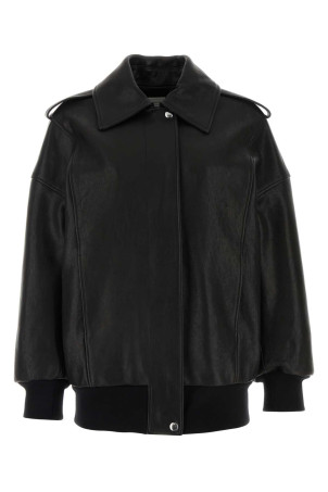 Black leather oversize jacket Black ALEXANDER MCQUEEN (799506Q5AIZ)