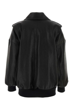 Black leather oversize jacket Black ALEXANDER MCQUEEN (799506Q5AIZ)