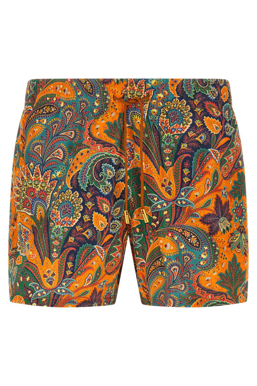 Купальник з квітковим принтом «пейслі» оранжевого кольору ETRO MRPB000199SASU2X0855