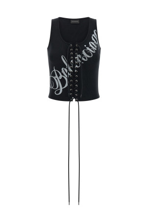 'Lace-Up' top Black