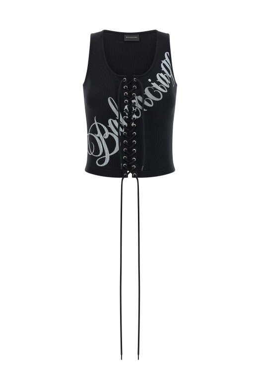 'Lace-Up' top Black