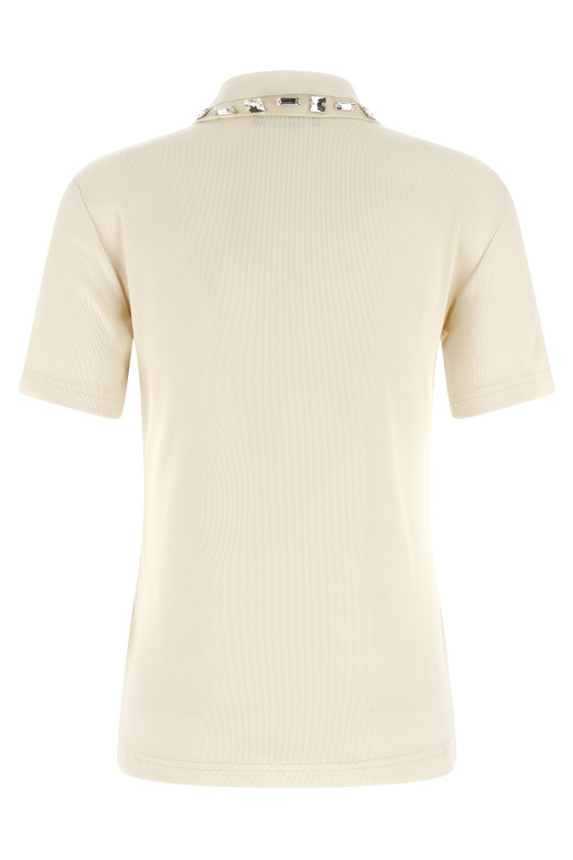 Рубашка-поло с кристаллами на воротнике Бежевая FABIANA FILIPPI JED266F138L9080145