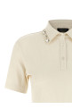 Рубашка-поло с кристаллами на воротнике Бежевая FABIANA FILIPPI JED266F138L9080145