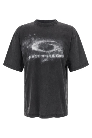 'Washed Crayon Loop' T-shirt Black-grey