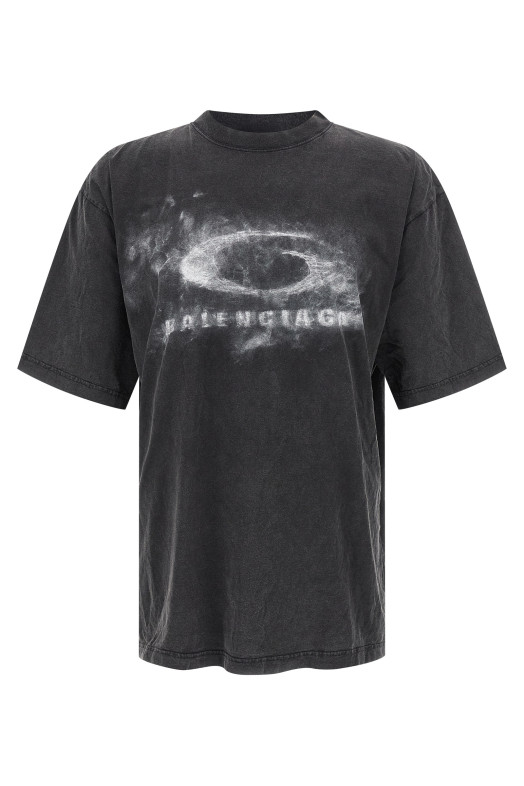 'Washed Crayon Loop' T-shirt Black-grey