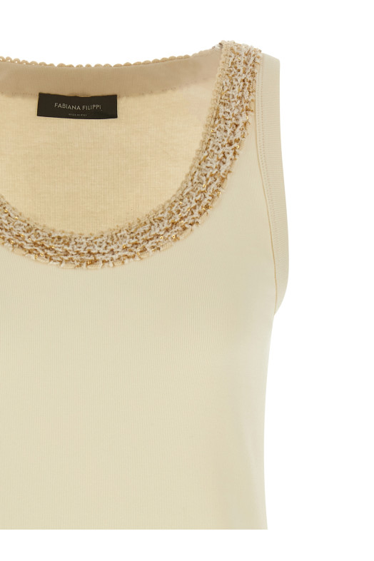 Вставка з твіду, верхня частина, бежева FABIANA FILIPPI JED266F602L9180145