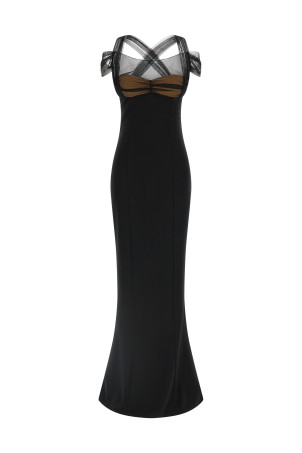 'Draped Padded Cup Maxi' dress Black