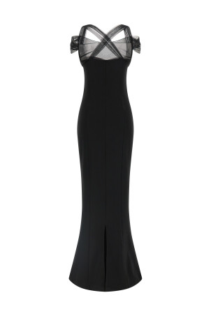 'Draped Padded Cup Maxi' dress Black