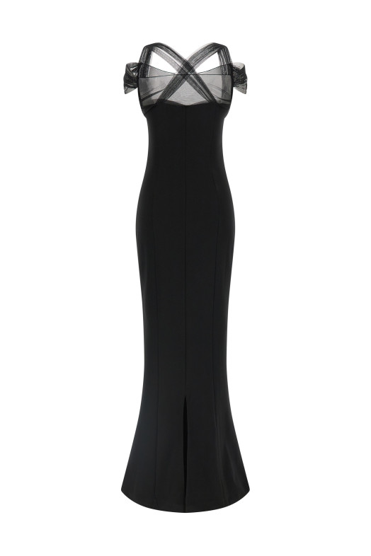 'Draped Padded Cup Maxi' dress Black