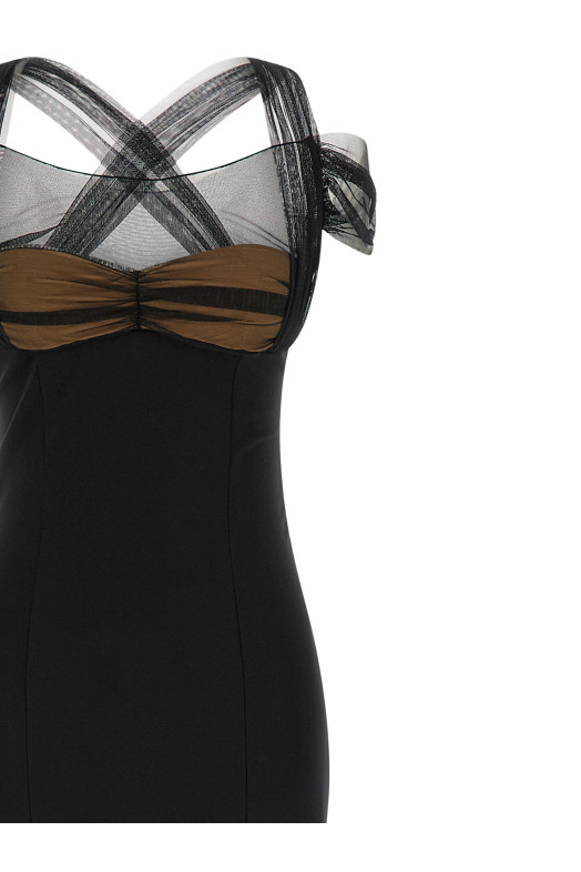 'Draped Padded Cup Maxi' dress Black