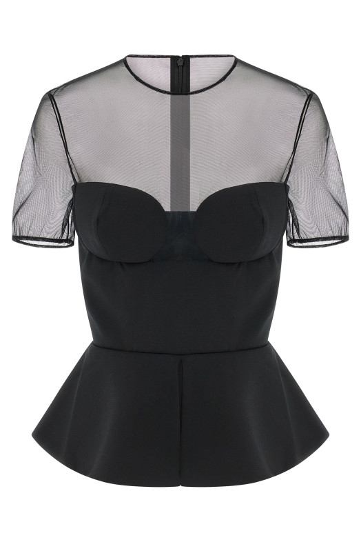 Топ «Індивідуальний бюстьє з прозорим декольте» Чорний NDTOP1107500100BLACK