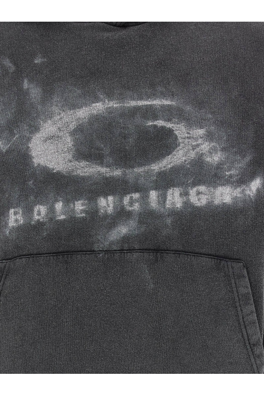 'Washed Crayon Loop' hoodie Black-grey