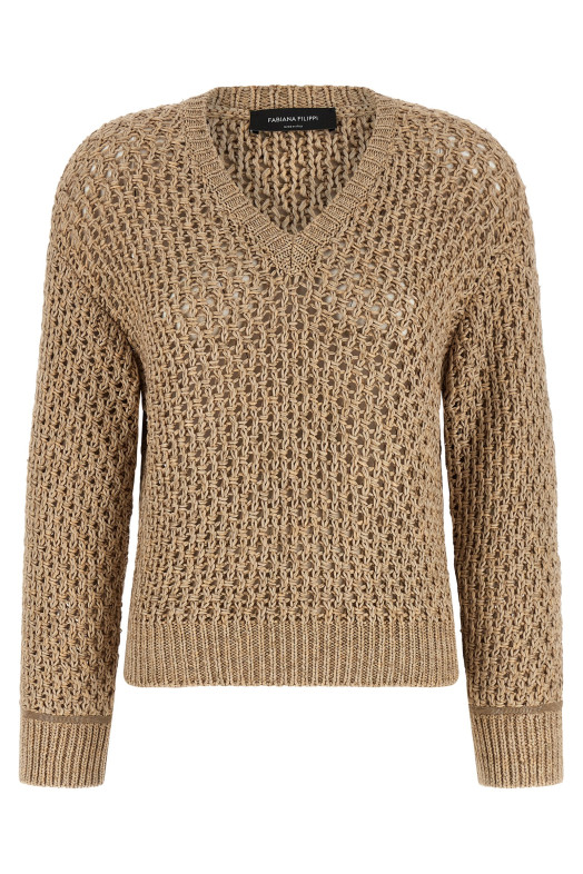 Mouliné yarn sweater Brown