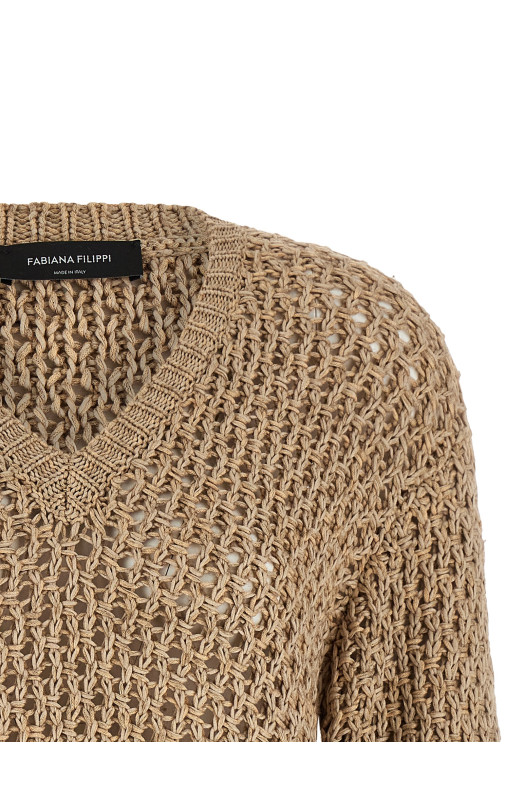 Mouliné yarn sweater Brown