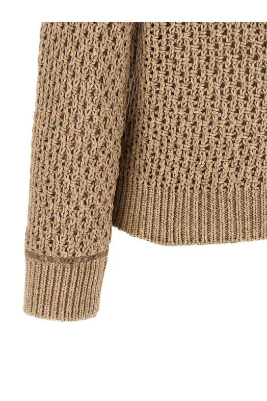 Mouliné yarn sweater Brown