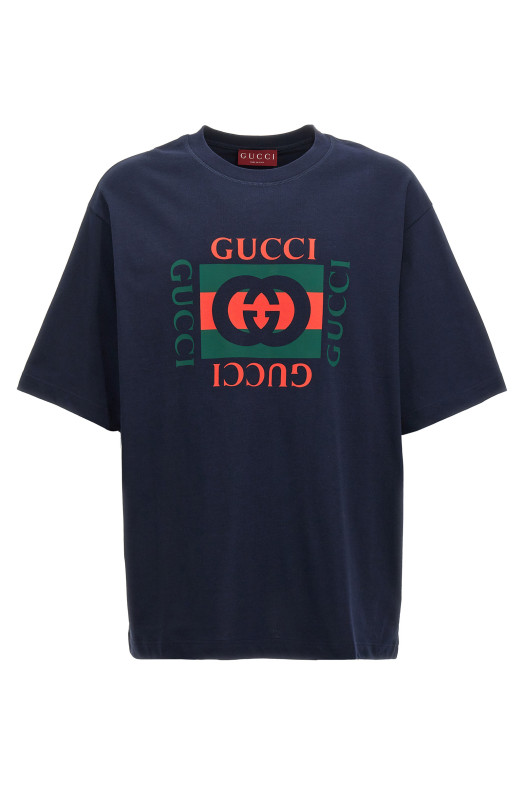 Футболка з логотипом Синя GUCCI 784361XJGKA4735