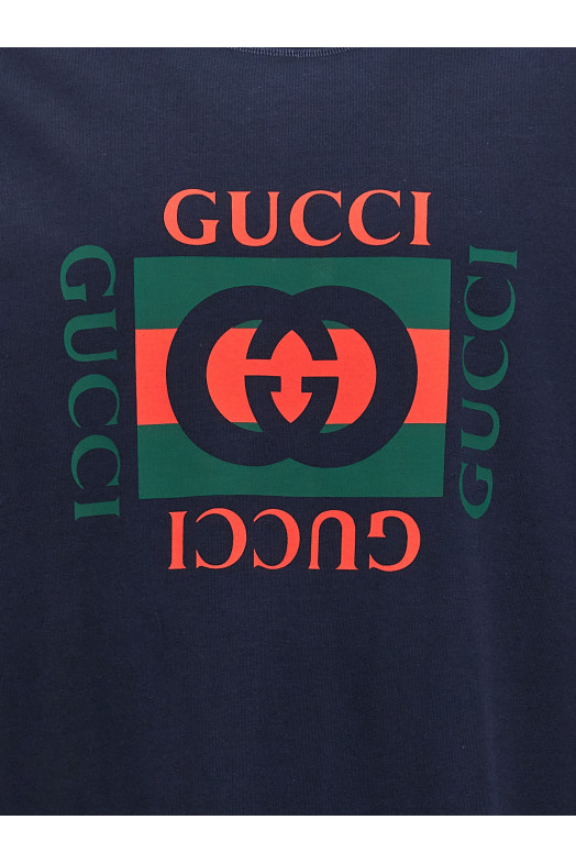 Футболка з логотипом Синя GUCCI 784361XJGKA4735