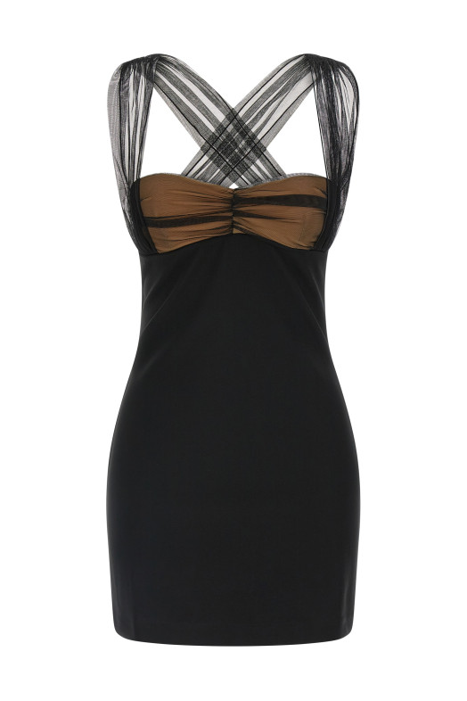 'Draped Padded Cup Mini' dress Black