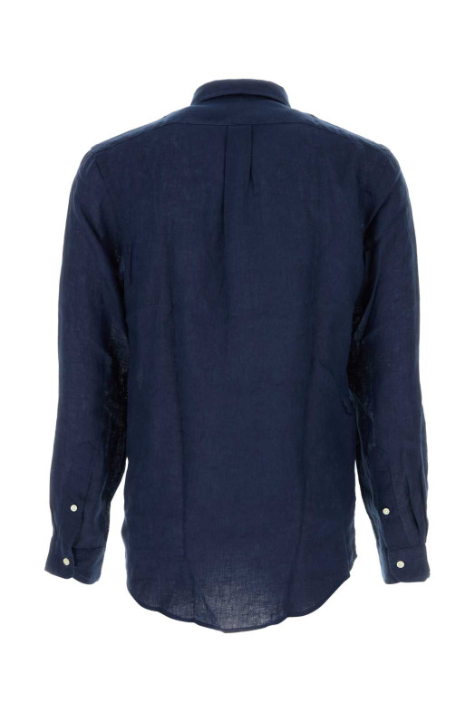 Темно-синя лляна сорочка Blue POLO RALPH LAUREN (710968915)