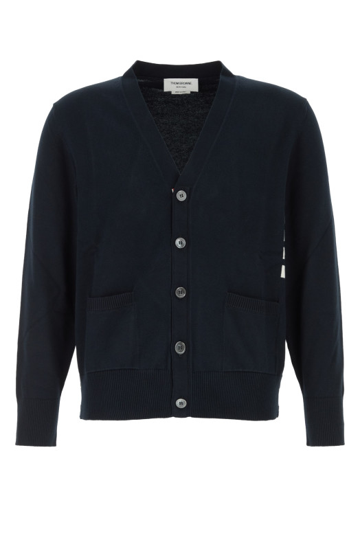 JERSEY STITCHRELAXED FIT VNECK CARDIGA Black THOM BROWNE (MKC581AY3043)