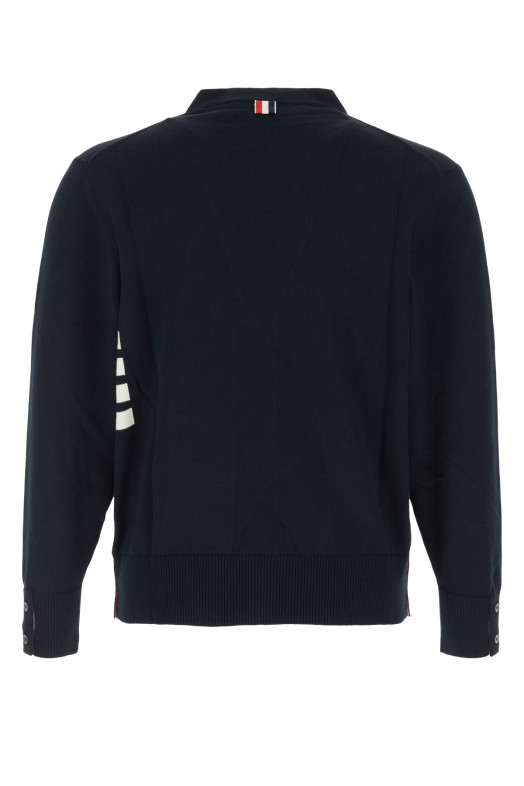 JERSEY STITCHRELAXED FIT VNECK CARDIGA Black THOM BROWNE (MKC581AY3043)