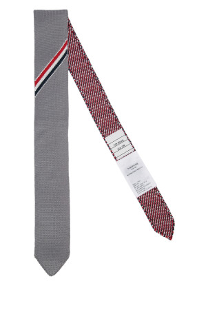 DOUBLE FACE JACQUARD SILK KNIT TIE W/ RW Gray THOM BROWNE (MNL074KY4003)