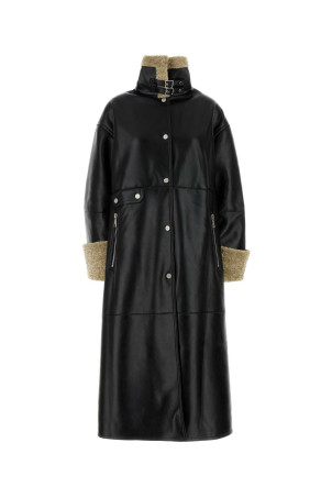 Black synthetic leather Liesel coat NANUSHKA (NW24FWOW38370)