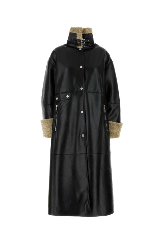 Black synthetic leather Liesel coat NANUSHKA (NW24FWOW38370)