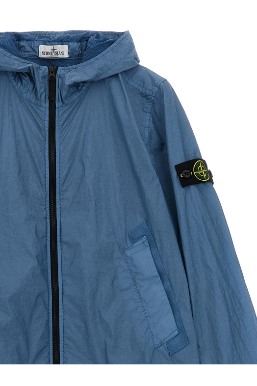 Crinkled effect nylon jacket Blue