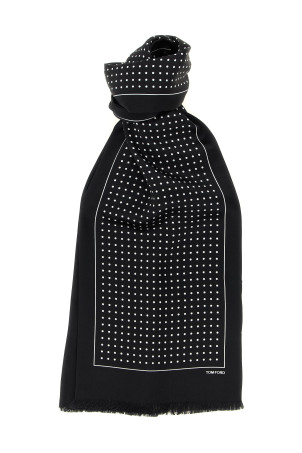 Polka dot silk scarf Black
