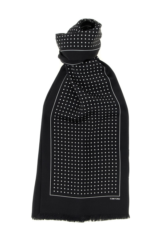 Шовковий шарф у горошок Чорний TOM FORD SSD027S0199NAA
